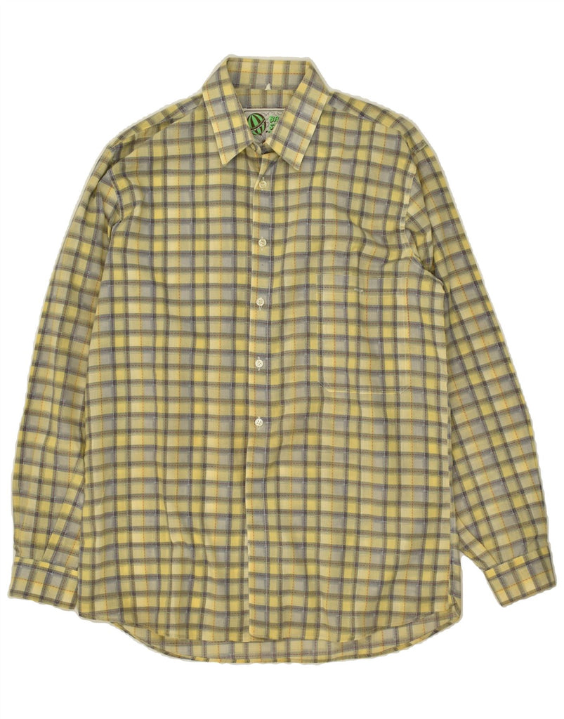 VINTAGE Mens Shirt Medium Yellow Check Vintage Vintage and Second-Hand Vintage from Messina Hembry 