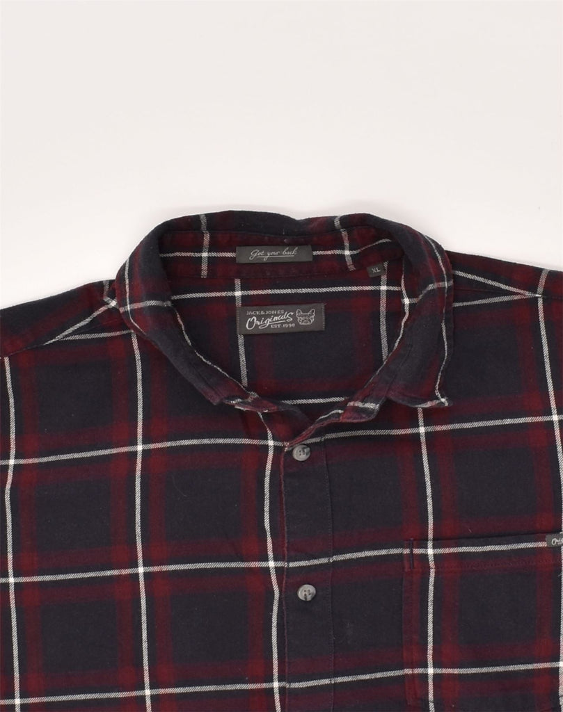 JACK & JONES Mens Shirt XL Navy Blue Check Cotton | Vintage Jack & Jones | Thrift | Second-Hand Jack & Jones | Used Clothing | Messina Hembry 