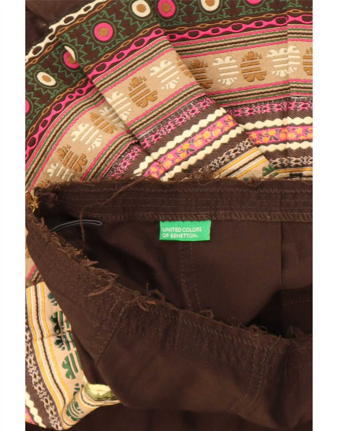 Benetton Womens A-Line Skirt IT 42 Medium W30 Multicoloured Colourblock