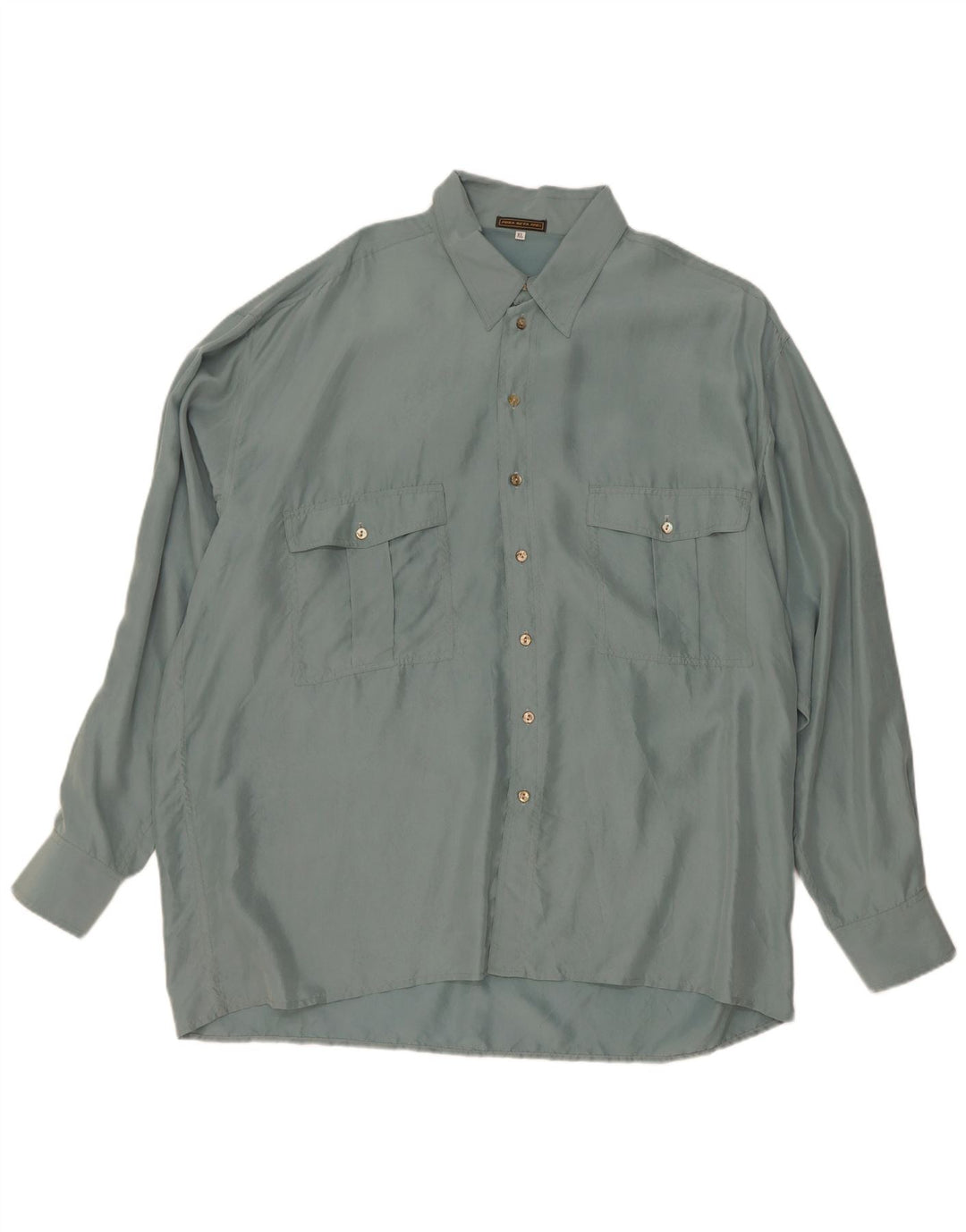Vintage Mens Shirt XL Green Silk