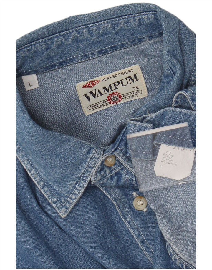 Wampum Mens Denim Shirt Large Blue Cotton
