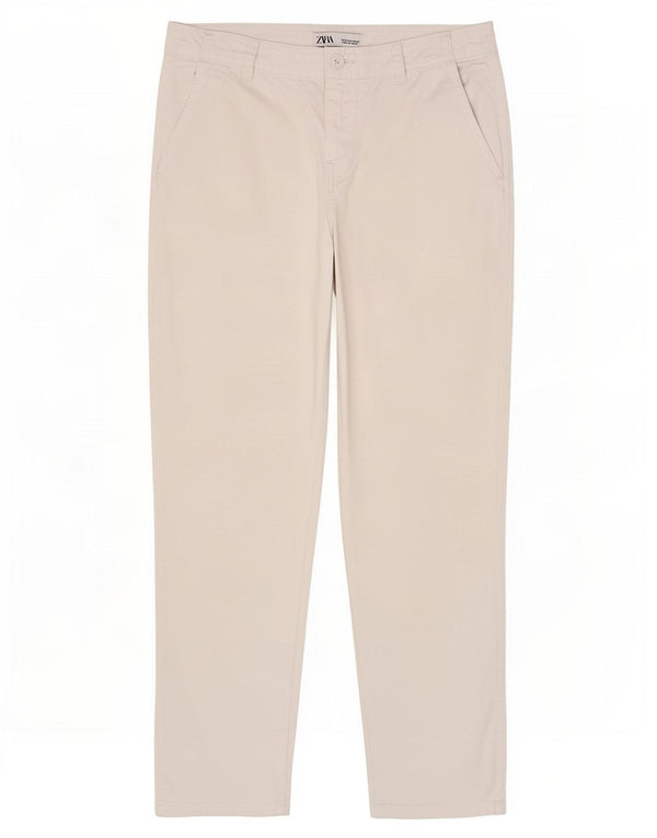 Zara Womens Straight Chino Trousers EU 36 Small W26 L26 White Cotton