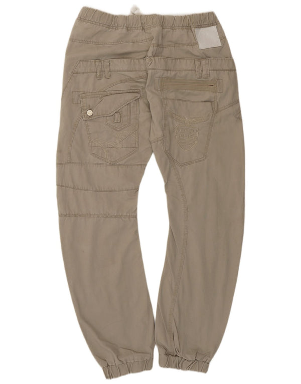 883 Police Mens Graphic Joggers Cargo Trousers W34 L30 Beige Cotton
