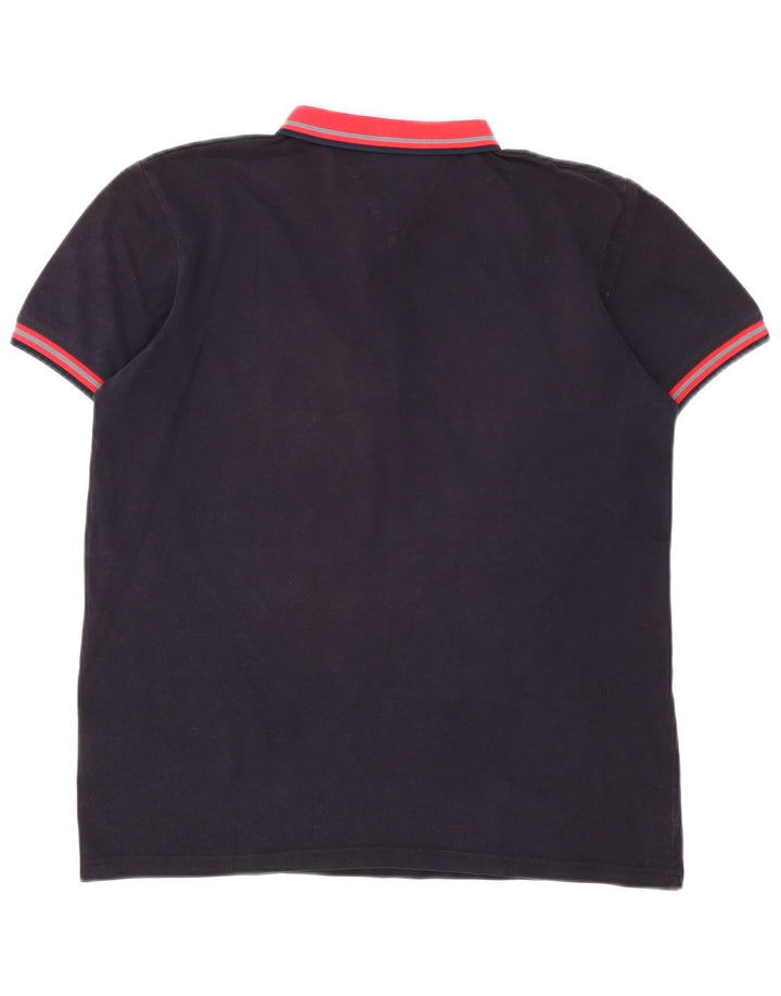Jeckerson Mens Polo Shirt Medium Navy Blue Colourblock Cotton