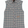 Diesel Mens Graphic Sleeveless Shirt Medium Blue Check Cotton