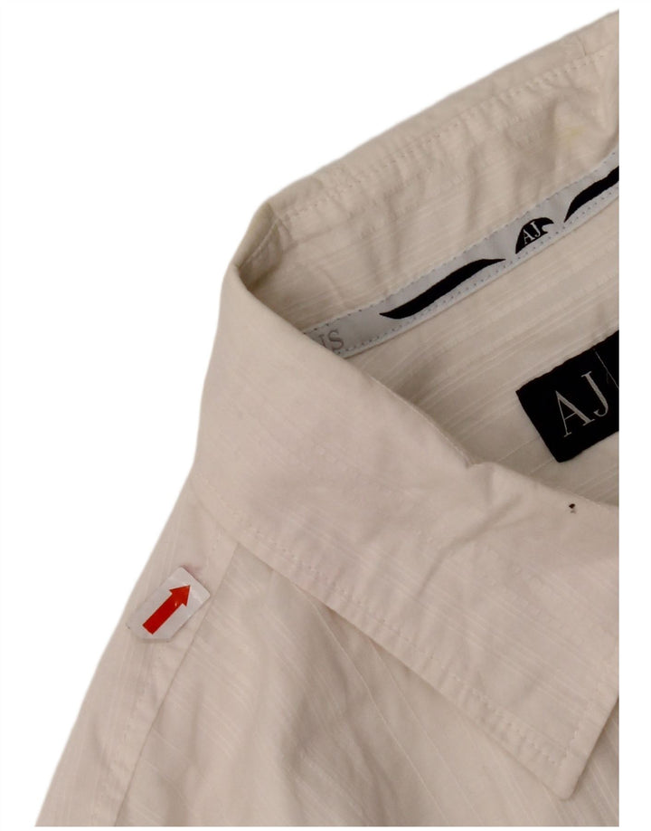 ARMANI JEANS Mens Shirt Medium Off White Cotton