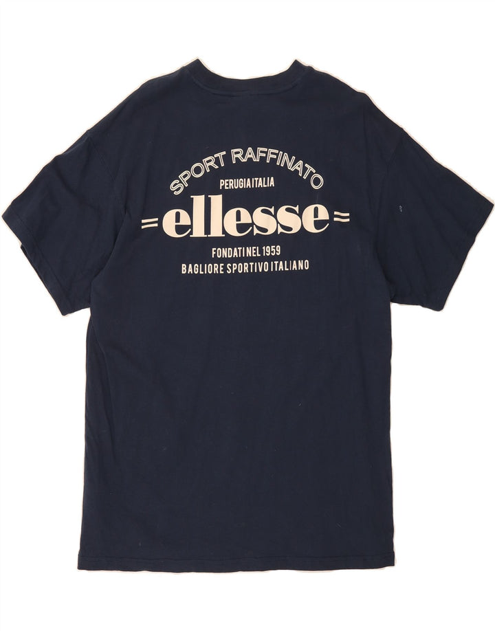 ELLESSE Mens Graphic T-Shirt Top Medium Navy Blue Cotton Vintage Ellesse and Second-Hand Ellesse from Messina Hembry 
