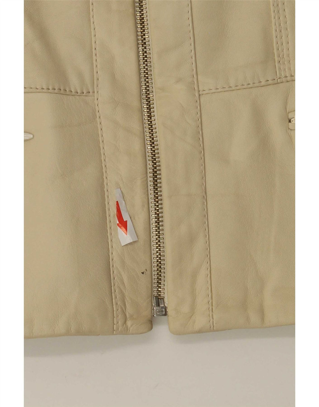 Vintage Womens Leather Jacket IT 42 Medium Beige Leather