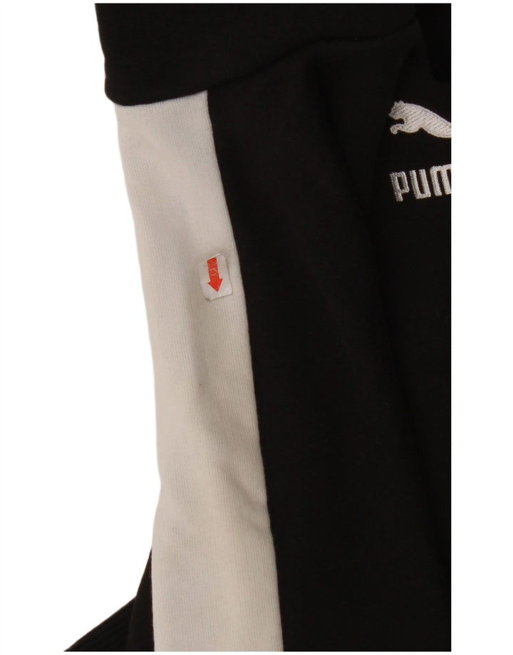 PUMA Womens Crop Hoodie Jumper UK 14 Medium Black Colourblock