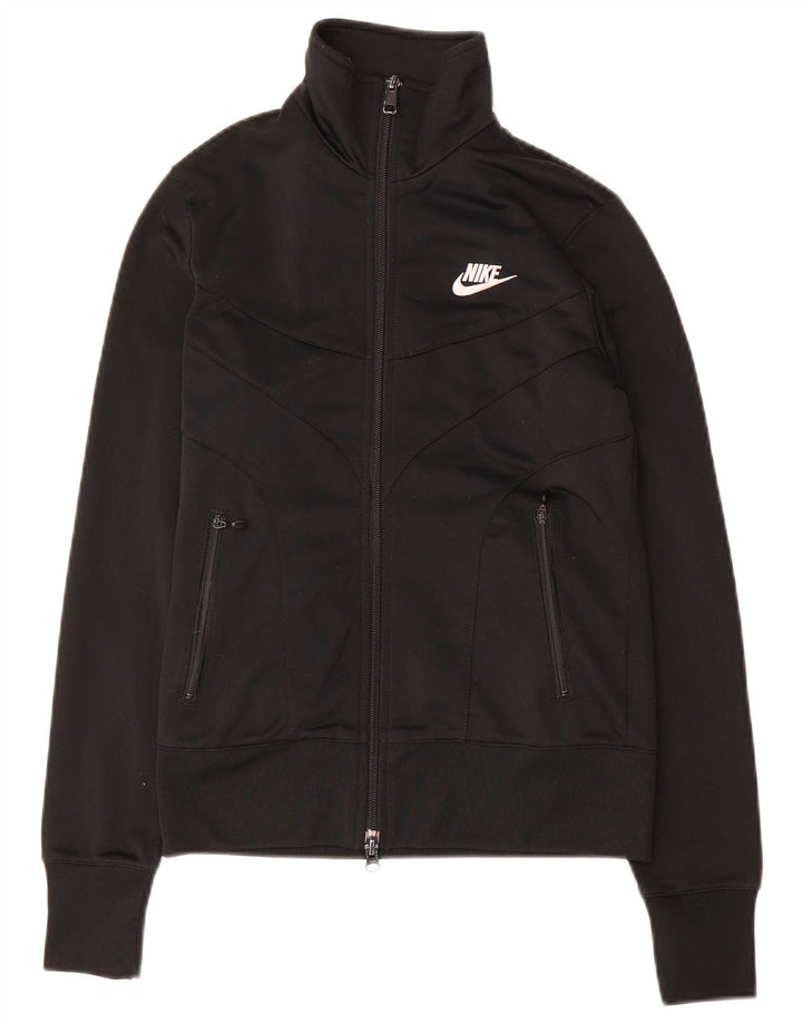 Nike Womens Tracksuit Top Jacket UK 8/10 Small Black Polyester