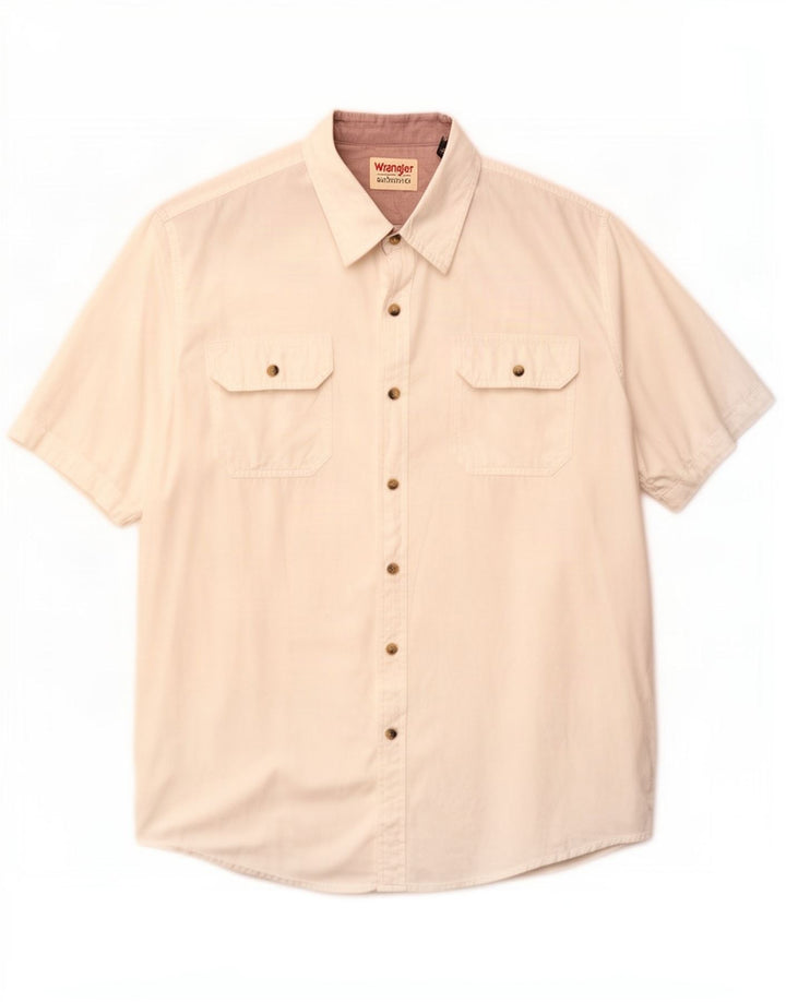 Wrangler Mens Short Sleeve Shirt Large White Cotton
