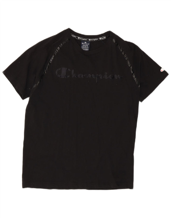 Champion Womens Graphic T-Shirt Top UK 14 Medium Black