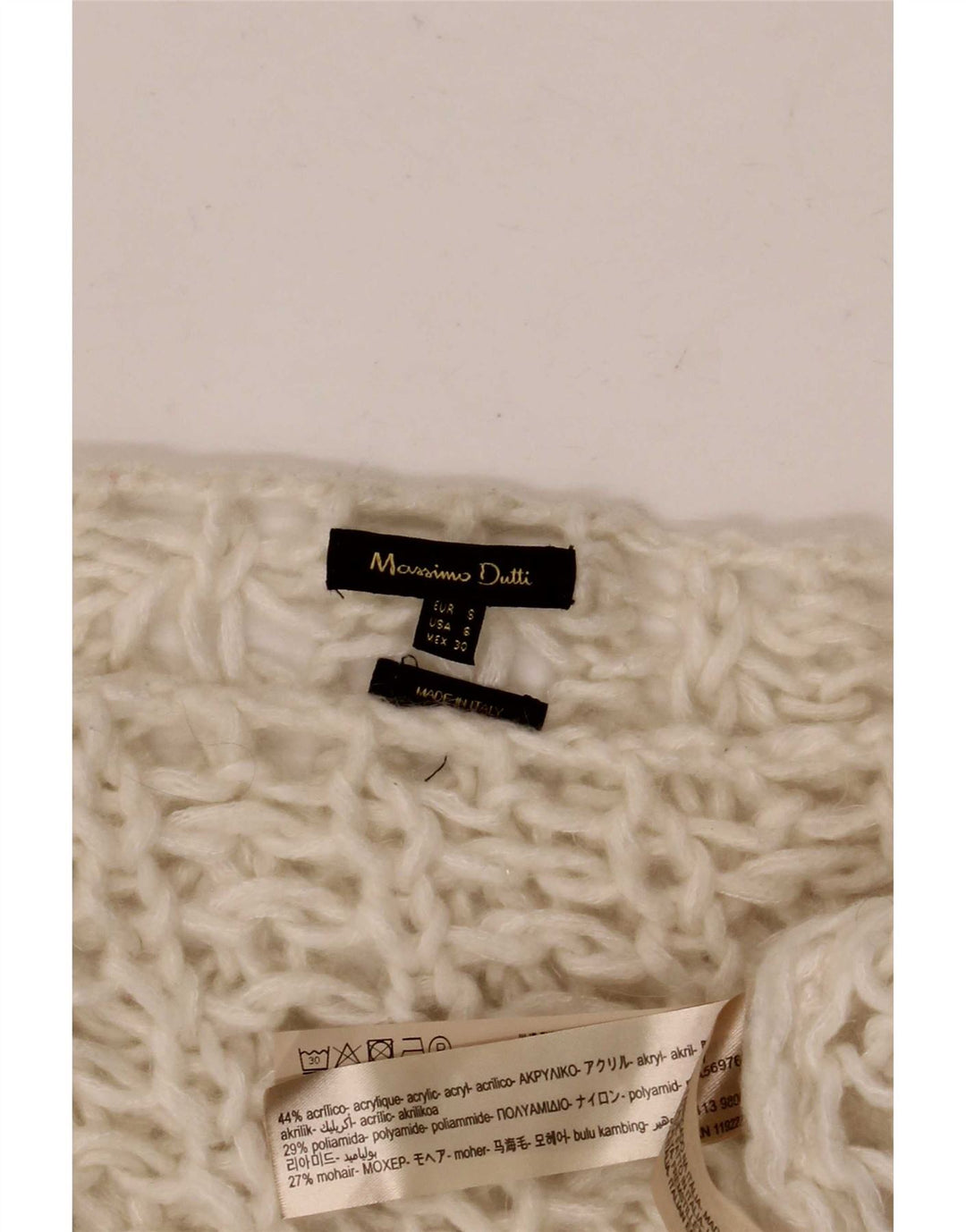Massimo Dutti Womens Boat Neck Jumper Sweater UK 10 Small Off White