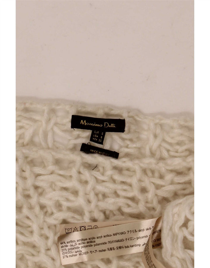 Massimo Dutti Womens Boat Neck Jumper Sweater UK 10 Small Off White