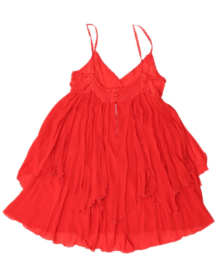 Pezzi Pazzi Womens Sleeveless Tiered Dress UK 12 Medium Red Viscose