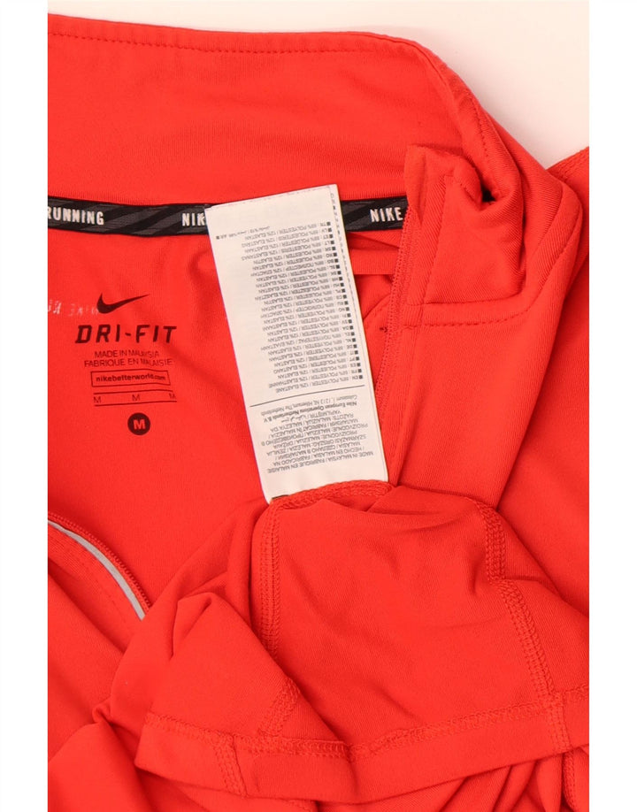 Nike Womens Zip Neck Pullover Tracksuit Top UK 14 Medium Red Polyester