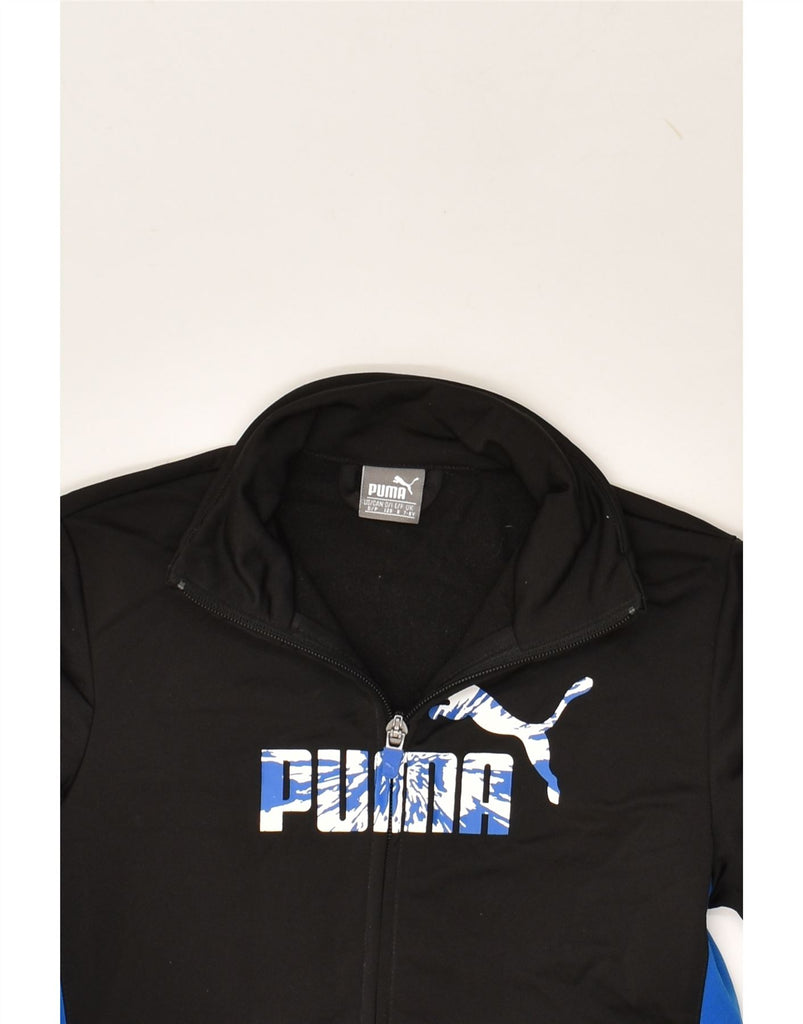 PUMA Boys Graphic Tracksuit Top Jacket 7-8 Years Black Colourblock | Vintage Puma | Thrift | Second-Hand Puma | Used Clothing | Messina Hembry 