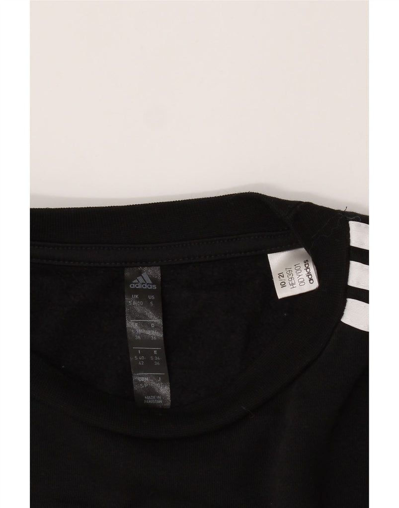 ADIDAS Womens Crop Sweatshirt Jumper UK 8/10 Small Black Cotton Vintage Adidas and Second-Hand Adidas from Messina Hembry 