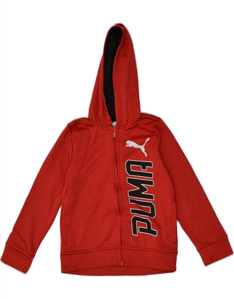 PUMA Boys Graphic Zip Hoodie Sweater 4-5 Years Small Red Polyester | Vintage Puma | Thrift | Second-Hand Puma | Used Clothing | Messina Hembry 