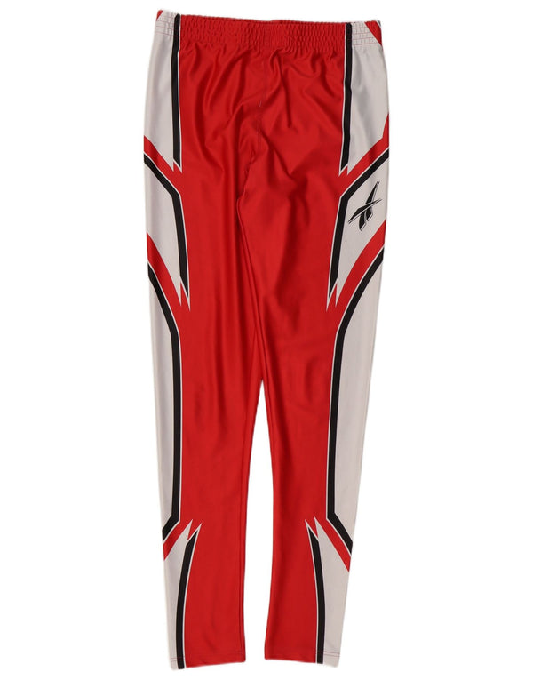 Reebok Mens Tracksuit Trousers Small  Red Colourblock Polyester