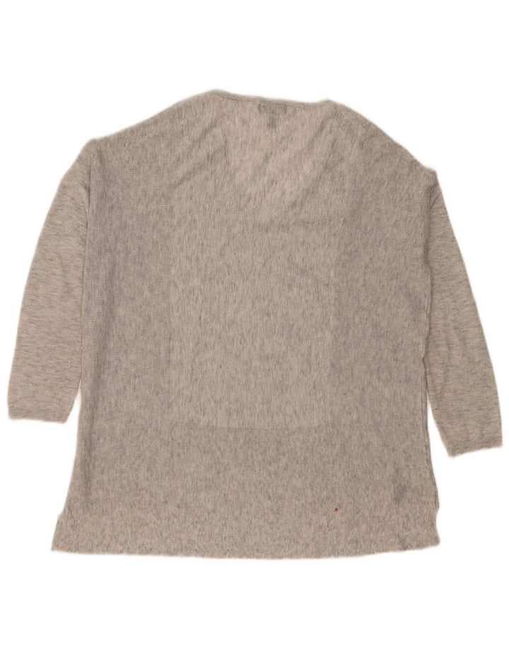 Topshop Womens Oversized Top Long Sleeve UK 6 XS Grey Flecked Polyester