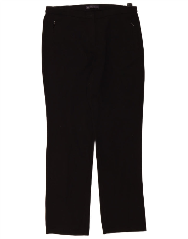 Marks & Spencer Womens Casual Trousers UK 14 Large W34 L32 Black Polyester