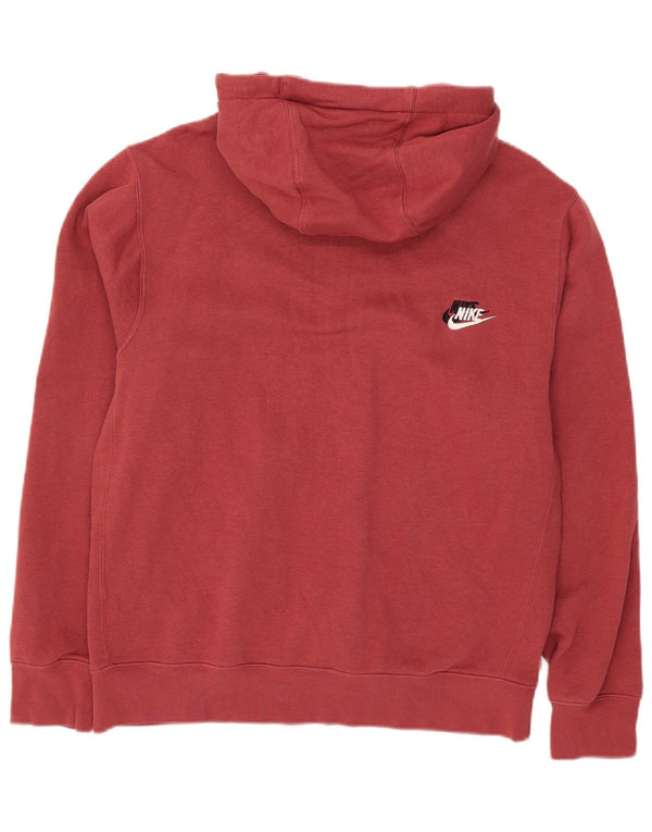 Nike Mens Hoodie Jumper Medium Red Cotton