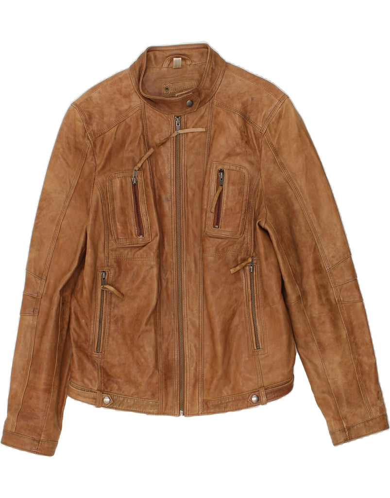 YESSICA Womens Leather Jacket EU 46 XL Brown Vintage Yessica and Second-Hand Yessica from Messina Hembry 