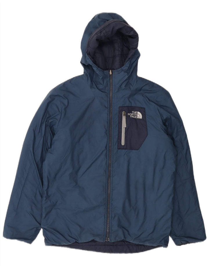 THE NORTH FACE Boys Hooded Padded Jacket 11-12 Years Large Navy Blue