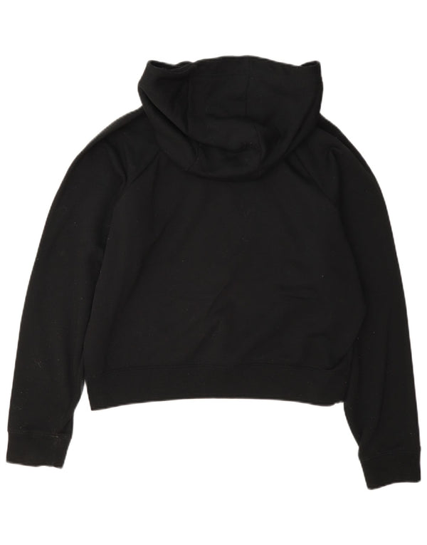 Nike Womens Oversized Graphic Crop Hoodie Jumper UK 10 Small Black Cotton