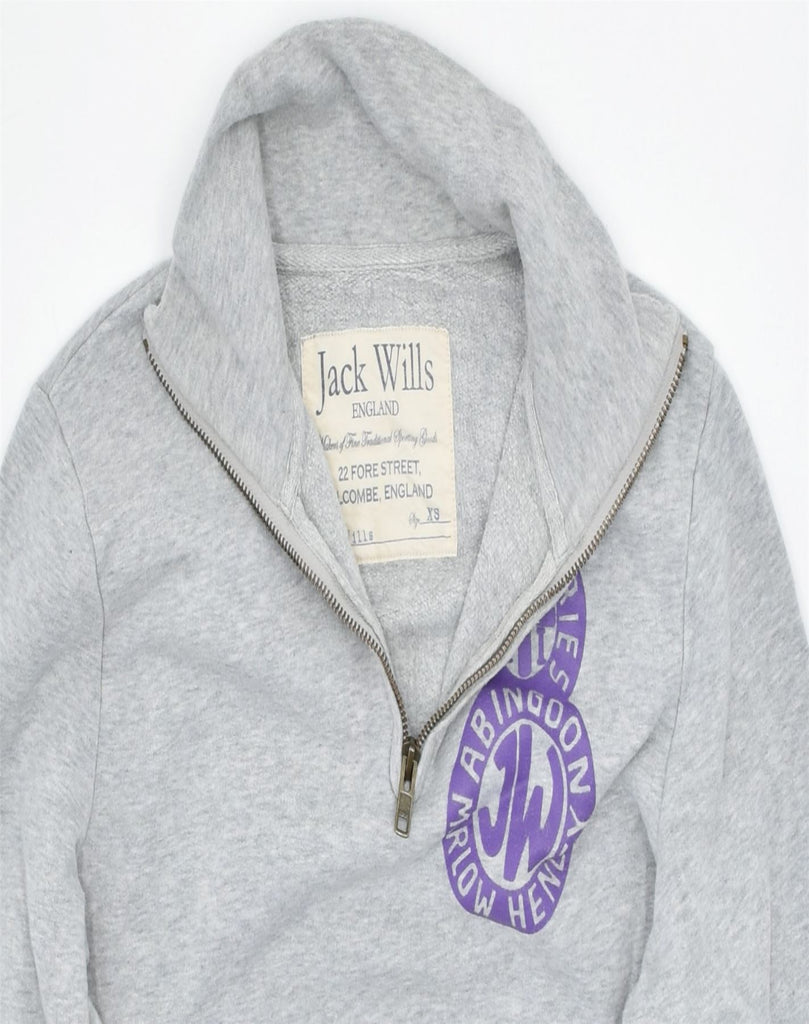 JACK WILLS Mens Zip Neck Sweatshirt Jumper XS Grey Cotton | Vintage | Thrift | Second-Hand | Used Clothing | Messina Hembry 