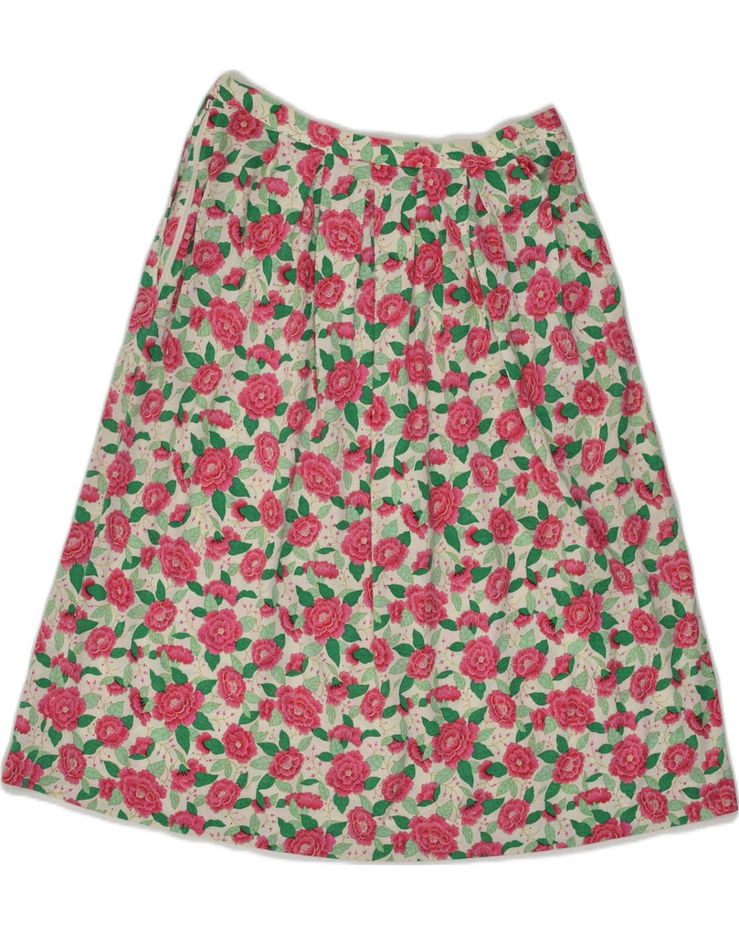 VINTAGE Womens A-Line Skirt W28 Medium Pink Floral Cotton | Vintage Vintage | Thrift | Second-Hand Vintage | Used Clothing | Messina Hembry 