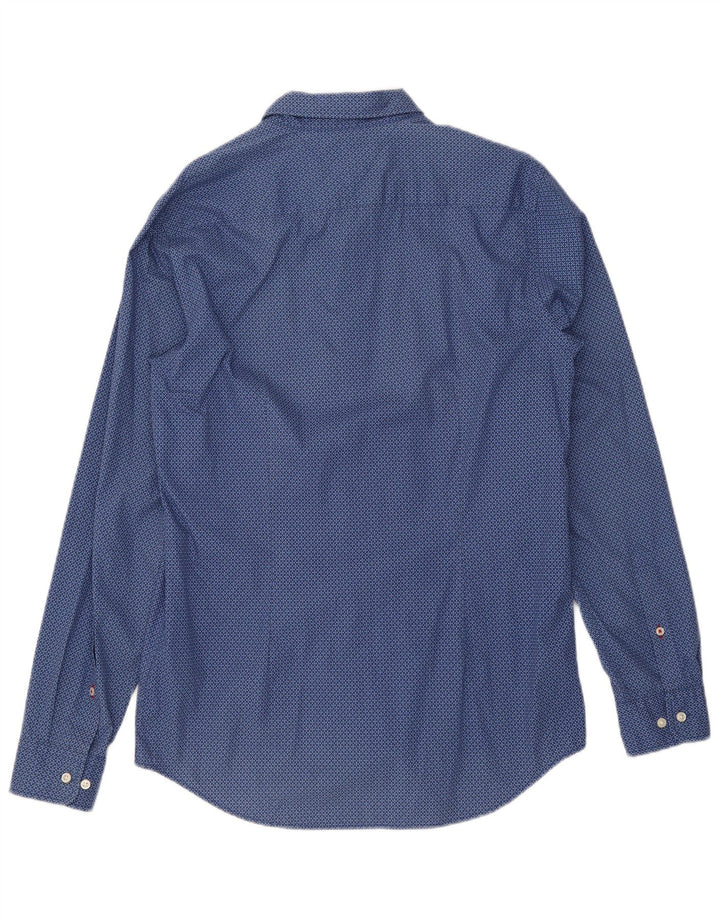 TOMMY HILFIGER Mens Slim Fit Shirt Large Blue Geometric Cotton