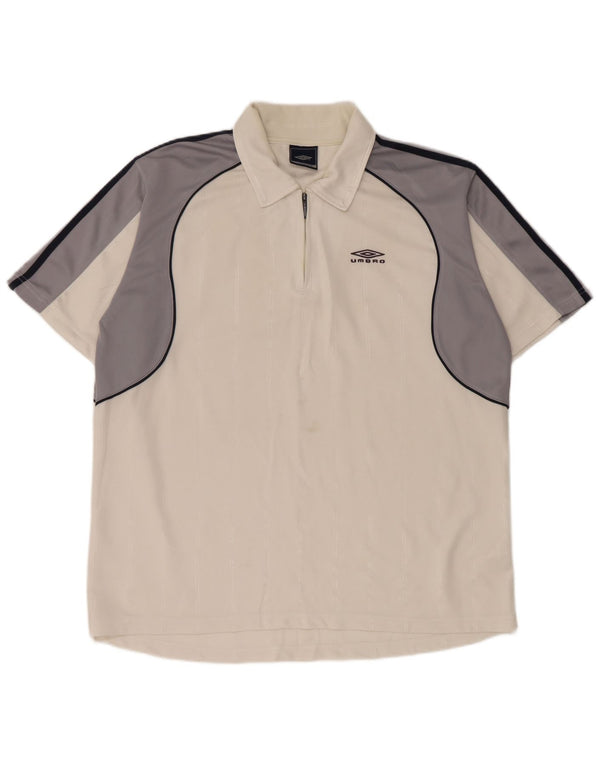 Umbro Mens Polo Shirt XL White Colourblock Polyester