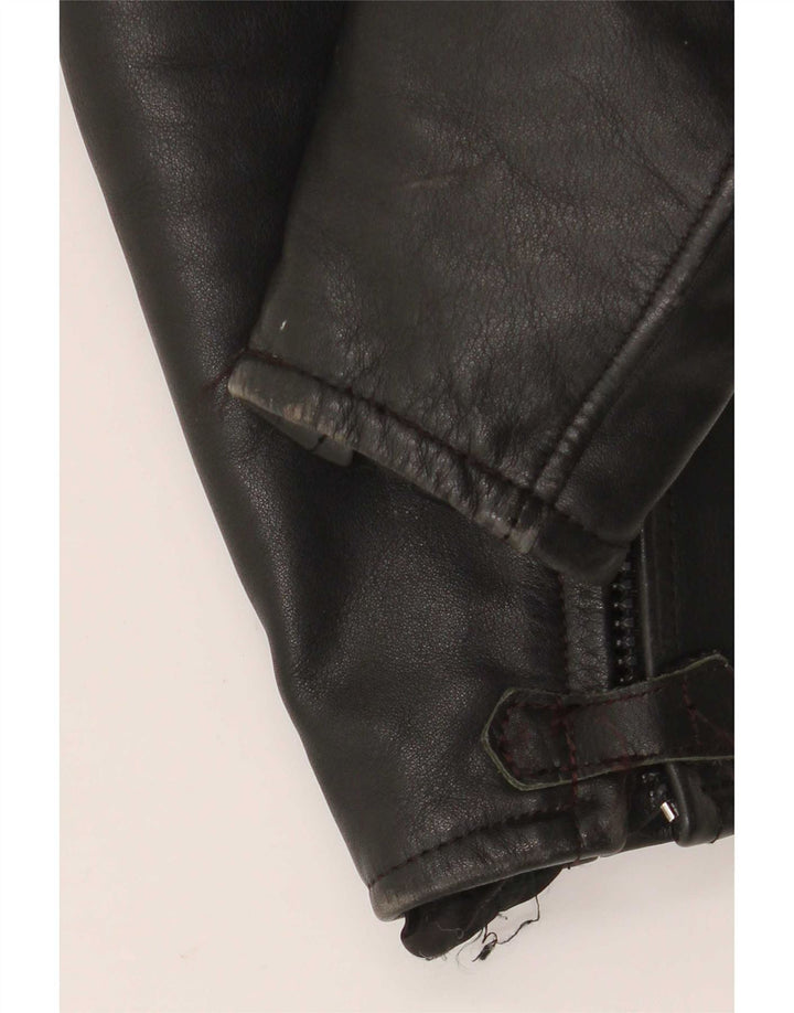 Belo Tours Mens Leather Racer Jacket EU 50 Large Black