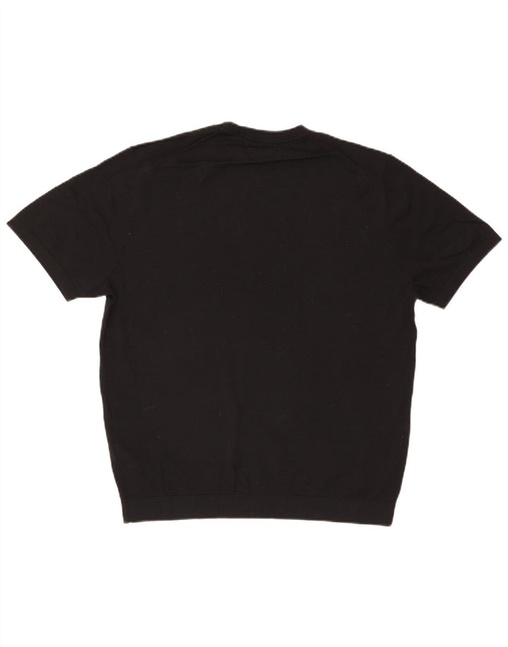 Massimo Dutti Mens Short Sleeve Crew Neck Jumper Sweater Medium Black