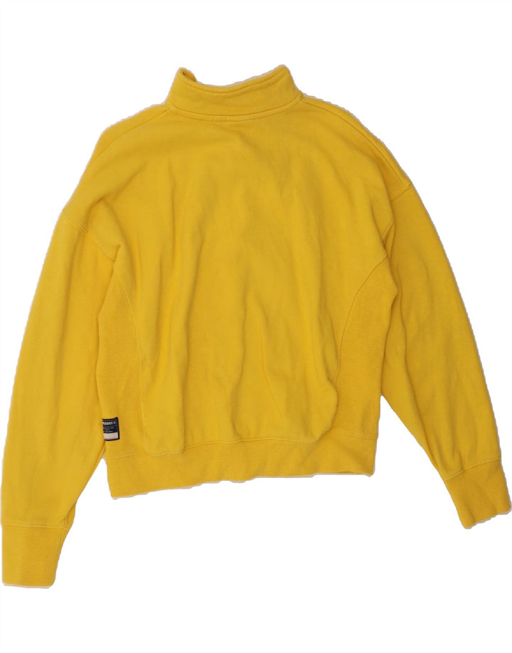 SUPERDRY Womens Zip Neck Sweatshirt Jumper UK 14 Medium Yellow Cotton Vintage Superdry and Second-Hand Superdry from Messina Hembry 