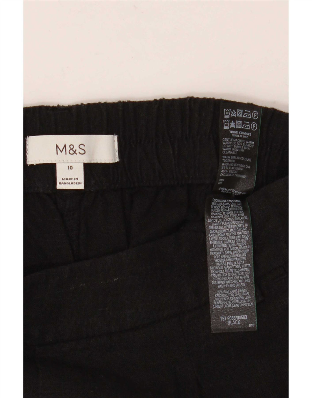 Marks & Spencer Womens Chino Shorts UK 10 Small W28 Black Linen