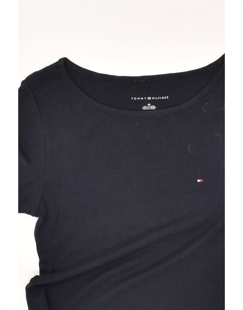 TOMMY HILFIGER Womens T-Shirt Top UK 8 Small Navy Blue Cotton | Vintage Tommy Hilfiger | Thrift | Second-Hand Tommy Hilfiger | Used Clothing | Messina Hembry 