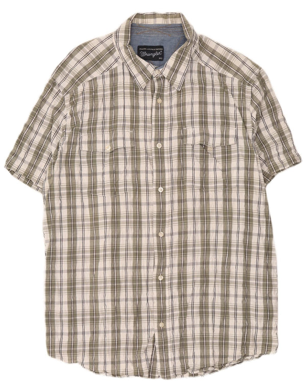 Wrangler Mens Short Sleeve Regular Fit Shirt 2XL Green Plaid Cotton