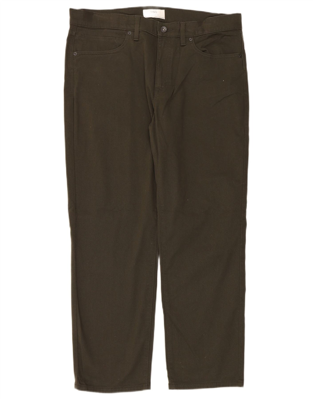 Marks & Spencer Mens Straight Jeans W36 L29 Khaki Cotton