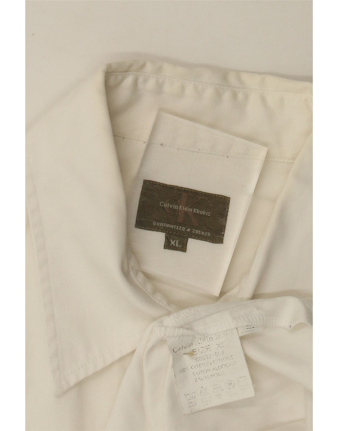 CALVIN KLEIN Mens Khakis Short Sleeve Shirt XL White Cotton
