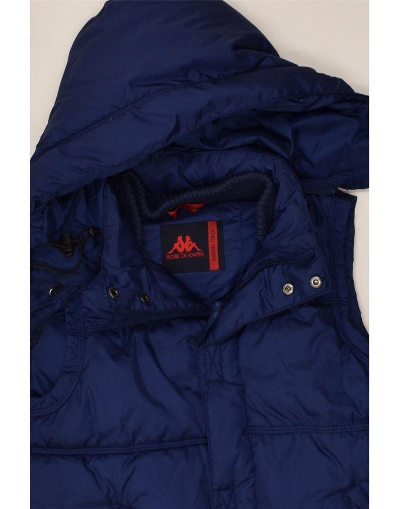 KAPPA Boys Hooded Padded Gilet 7-8 Years Medium Navy Blue Polyamide | Vintage Kappa | Thrift | Second-Hand Kappa | Used Clothing | Messina Hembry 