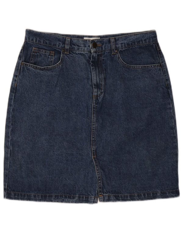 WAREHOUSE Womens Denim Skirt UK 10 Small W27 Navy Blue Cotton
