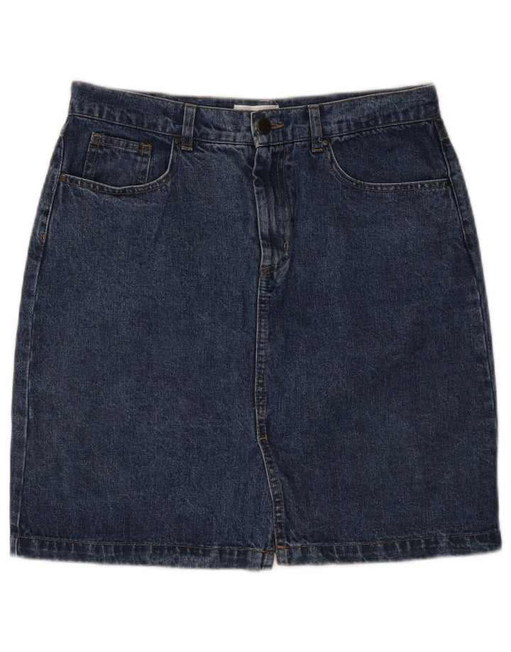 WAREHOUSE Womens Denim Skirt UK 10 Small W27 Navy Blue Cotton