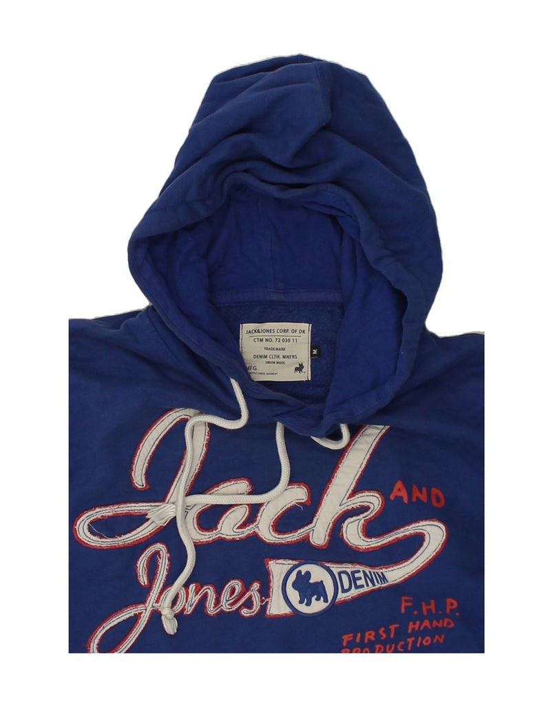 JACK & JONES Mens Graphic Hoodie Jumper Medium Navy Blue Cotton | Vintage Jack & Jones | Thrift | Second-Hand Jack & Jones | Used Clothing | Messina Hembry 