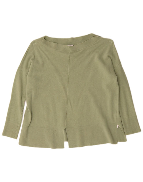 Reiss Womens Oversized Boat Neck Jumper Sweater UK 6 XS Green Wool