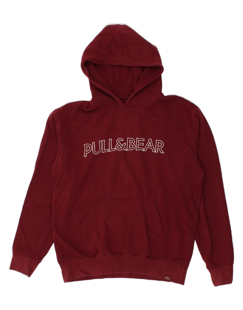 PULL & BEAR Mens Graphic Hoodie Jumper Large Burgundy Cotton | Vintage Pull & Bear | Thrift | Second-Hand Pull & Bear | Used Clothing | Messina Hembry 