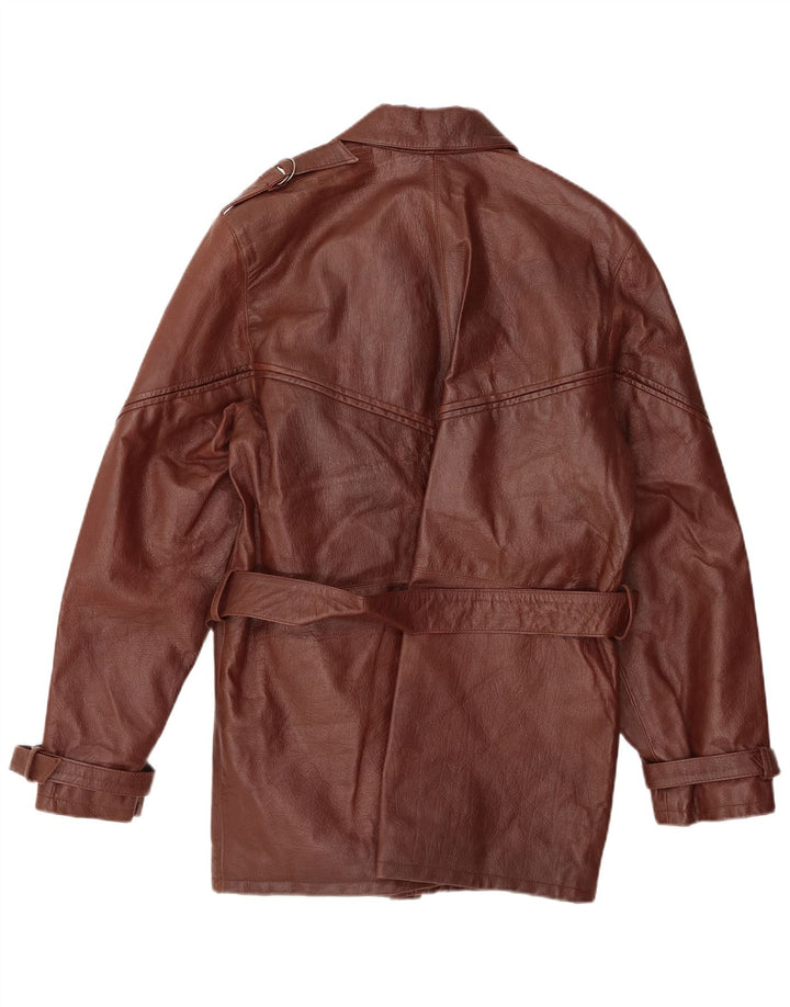 Vintage Mens Leather Coat IT 48 Medium Brown