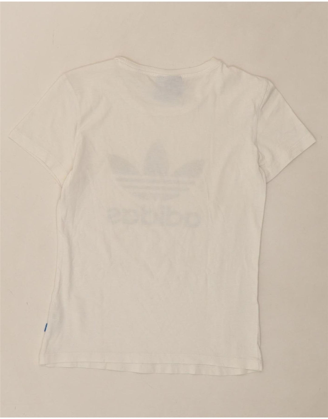 ADIDAS Womens Graphic T-Shirt Top UK 8 Small White Vintage Adidas and Second-Hand Adidas from Messina Hembry 